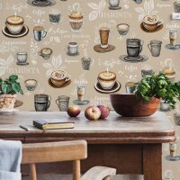 Vliestapete Kaffe, K&uuml;chenmotiv Grafisch Modern matt...