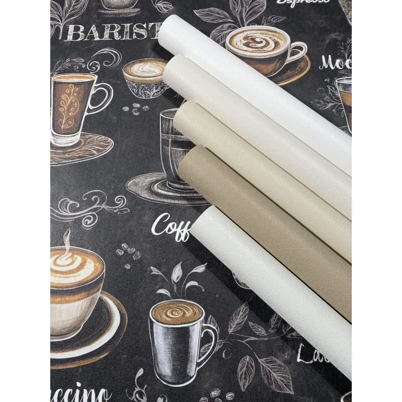 Vliestapete Kaffe, Küchenmotiv Grafisch Modern matt in Schwarz Novamur (89045)