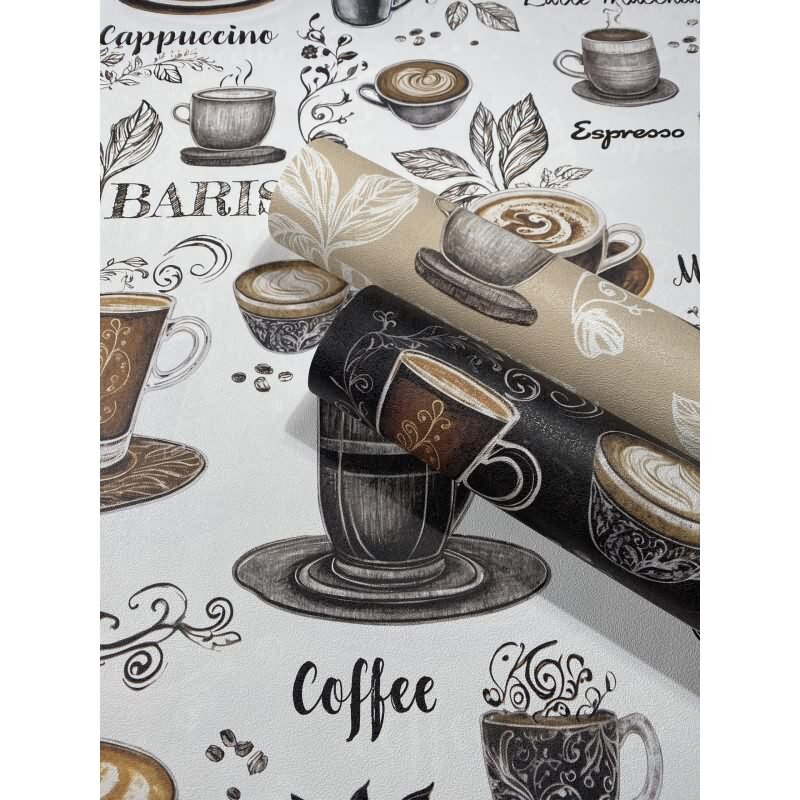 Vliestapete Kaffe, Küchenmotiv Grafisch Modern matt in Schwarz Novamur (89045)