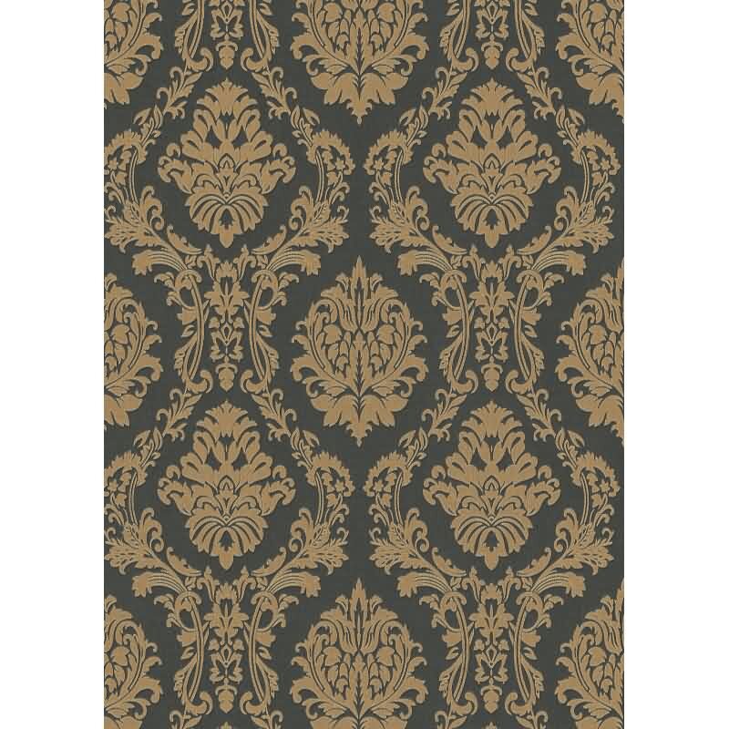 1028815 Tapete Schwarz Anthrazit Gold Barock Ornament Vintage Vinyltapete Erismann