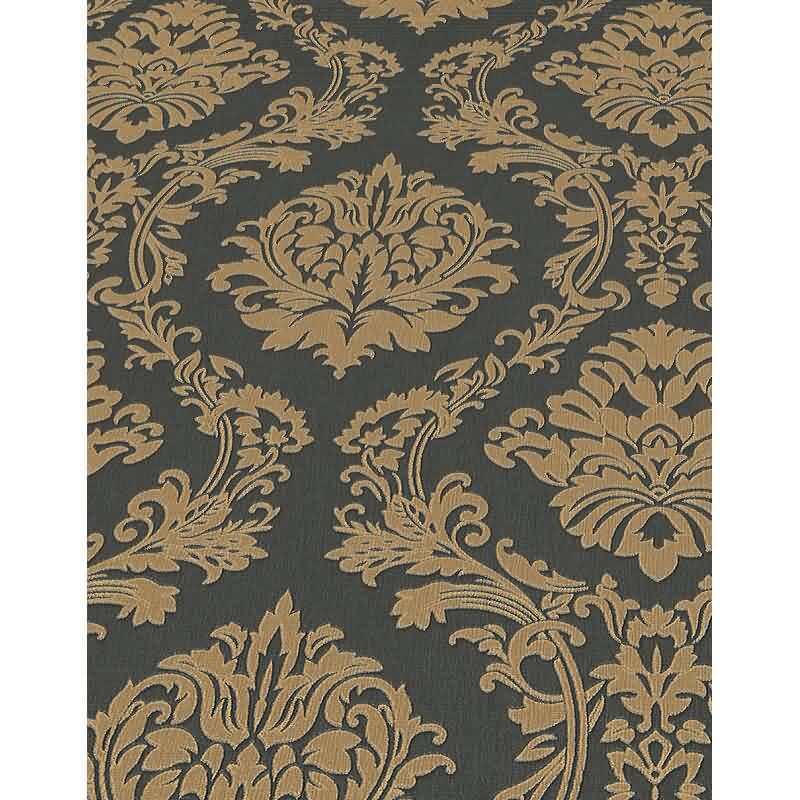 1028815 Tapete Schwarz Anthrazit Gold Barock Ornament Vintage Vinyltapete Erismann