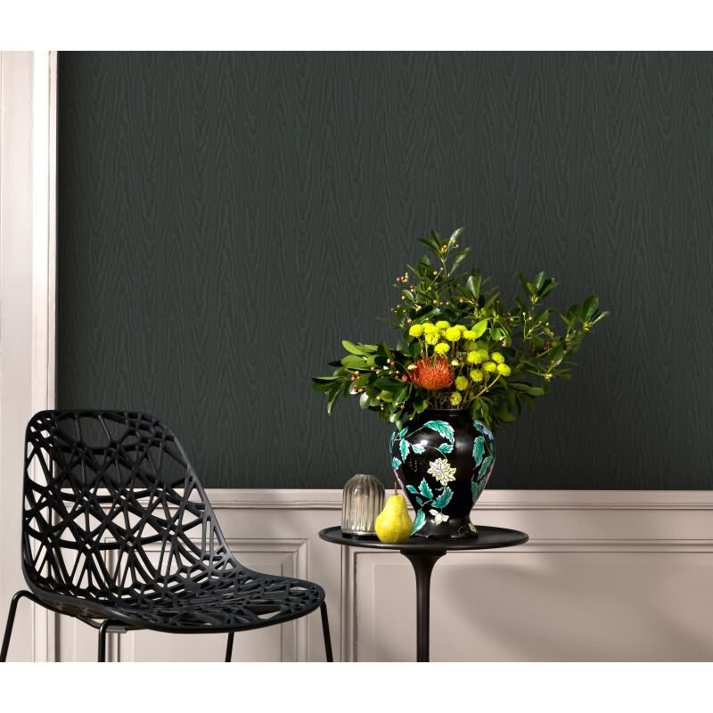 1029115 Tapete Schwarz Anthrazit Streifen Linien Wellen Vintage Vinyltapete Erismann