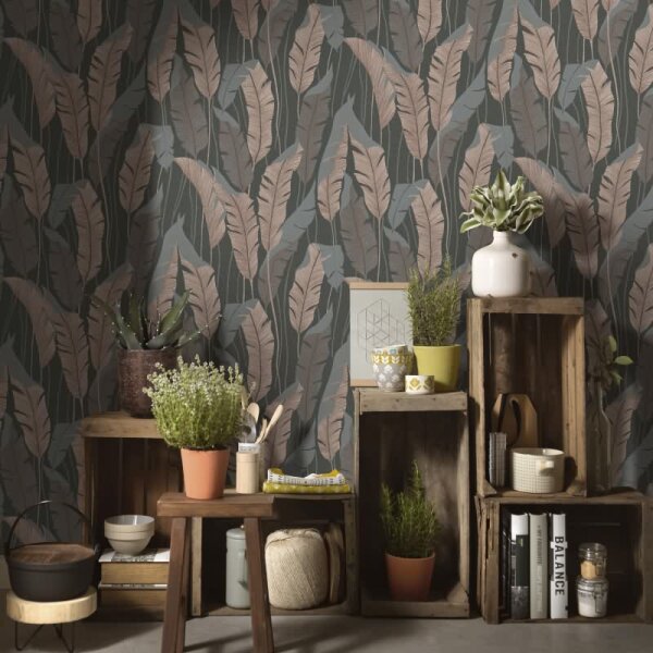 Tapete Schwarz, Anthrazit Erismann Vinyltapete (1034447)