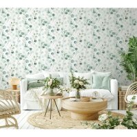 Selbstklebende Tapete in Grün Blumenoptik,...
