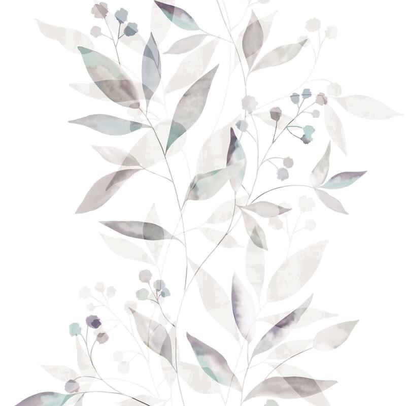 Vliestapete Blätter Floral Natur matt in Weiß für Wohnzimmer, Schlafzimmer, Küche (88912)