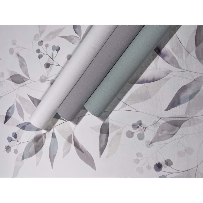 Vliestapete Blätter Floral Natur matt in Weiß für Wohnzimmer, Schlafzimmer, Küche (88912)