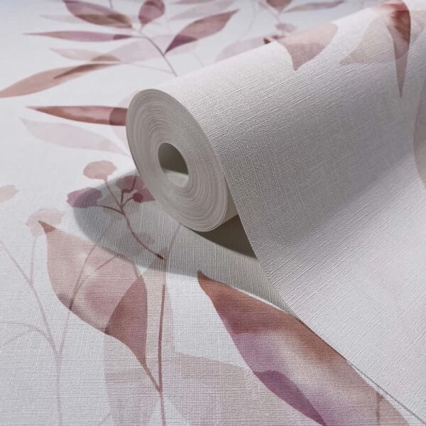 Vliestapete Blätter Floral Natur matt in Weiß für Wohnzimmer, Schlafzimmer, Küche (88913)