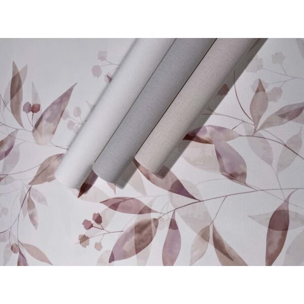 Vliestapete Blätter Floral Natur matt in Weiß für Wohnzimmer, Schlafzimmer, Küche (88913)