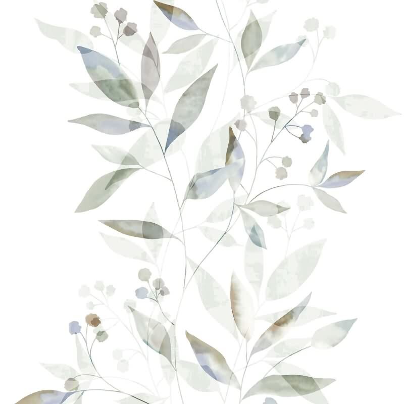 Vliestapete Blätter Floral Natur matt in Weiß für Wohnzimmer, Schlafzimmer, Küche (88914)