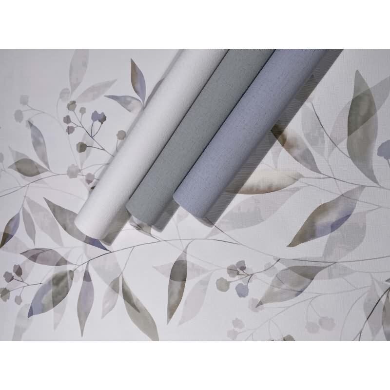 Vliestapete Blätter Floral Natur matt in Weiß für Wohnzimmer, Schlafzimmer, Küche (88914)