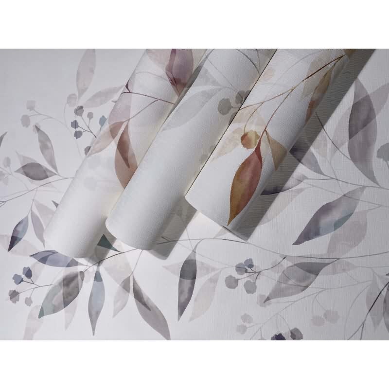 Vliestapete Blätter Floral Natur matt in Weiß für Wohnzimmer, Schlafzimmer, Küche (88914)