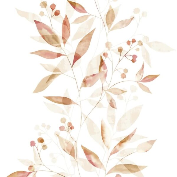 Vliestapete Blätter Floral Natur matt in Weiß für Wohnzimmer, Schlafzimmer, Küche (88915)