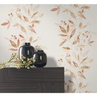 Vliestapete Bl&auml;tter Floral Natur matt in Wei&szlig;...