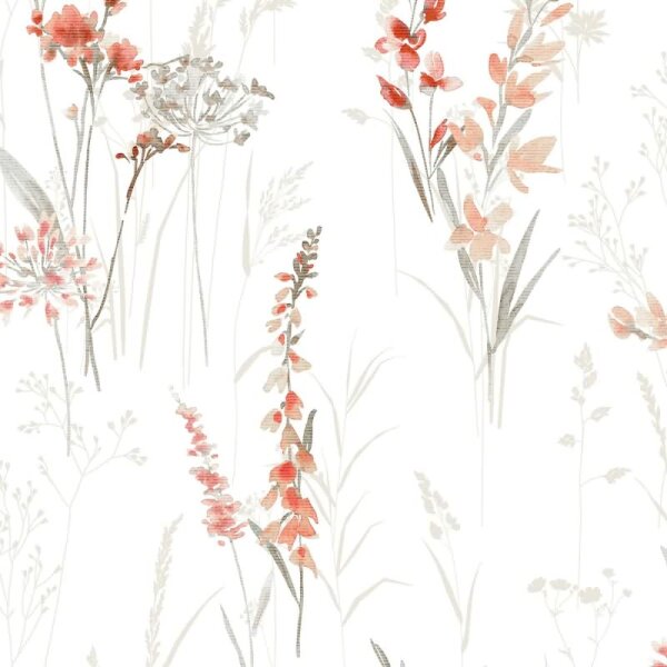 Vliestapete Blumen, Blätter Floral Natur matt in Weiß für Wohnzimmer, Schlafzimmer, Küche (88922)