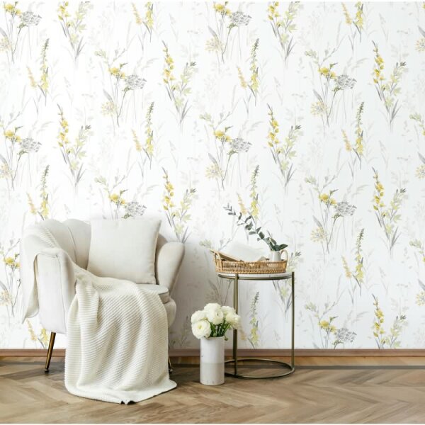 Vliestapete Blumen, Blätter Floral Natur matt in Weiß für Wohnzimmer, Schlafzimmer, Küche (88923)