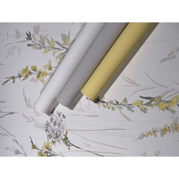 Vliestapete Blumen, Blätter Floral Natur matt in Weiß für Wohnzimmer, Schlafzimmer, Küche (88923)