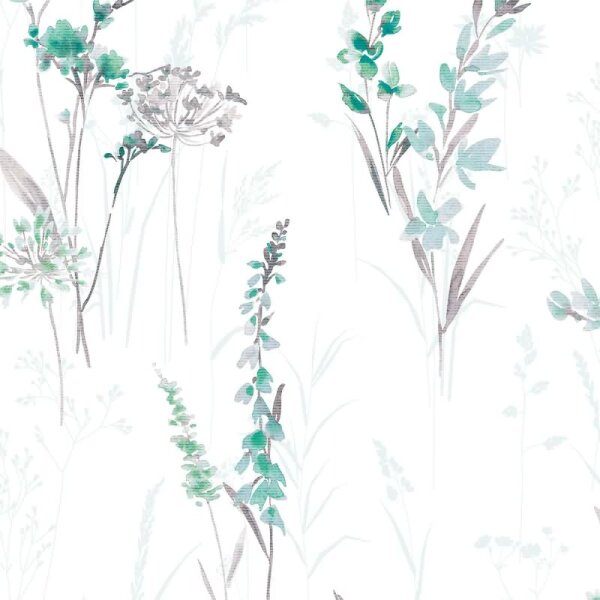 Vliestapete Blumen, Blätter Floral Modern matt in Weiß für Wohnzimmer, Schlafzimmer, Küche (88924)