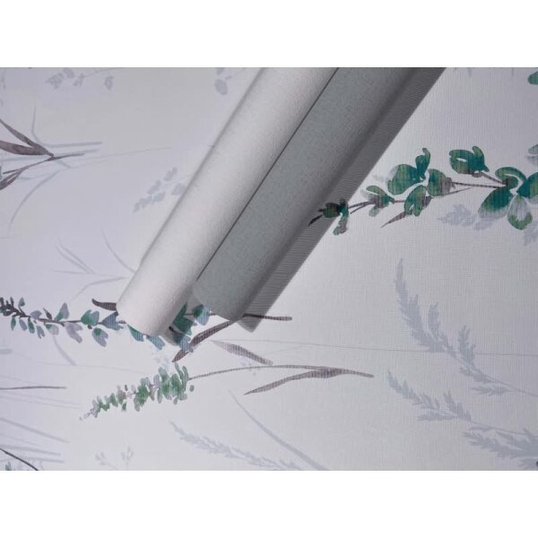 Vliestapete Blumen, Blätter Floral Modern matt in Weiß für Wohnzimmer, Schlafzimmer, Küche (88924)