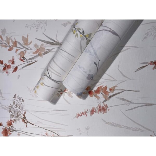 Vliestapete Blumen, Blätter Floral Modern matt in Weiß für Wohnzimmer, Schlafzimmer, Küche (88924)