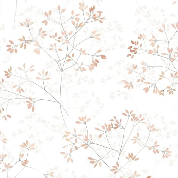 Vliestapete Blätter Floral Natur matt in Weiß für Wohnzimmer, Schlafzimmer, Küche (88932)