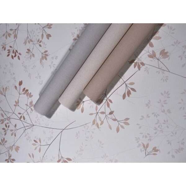 Vliestapete Blätter Floral Natur matt in Weiß für Wohnzimmer, Schlafzimmer, Küche (88932)