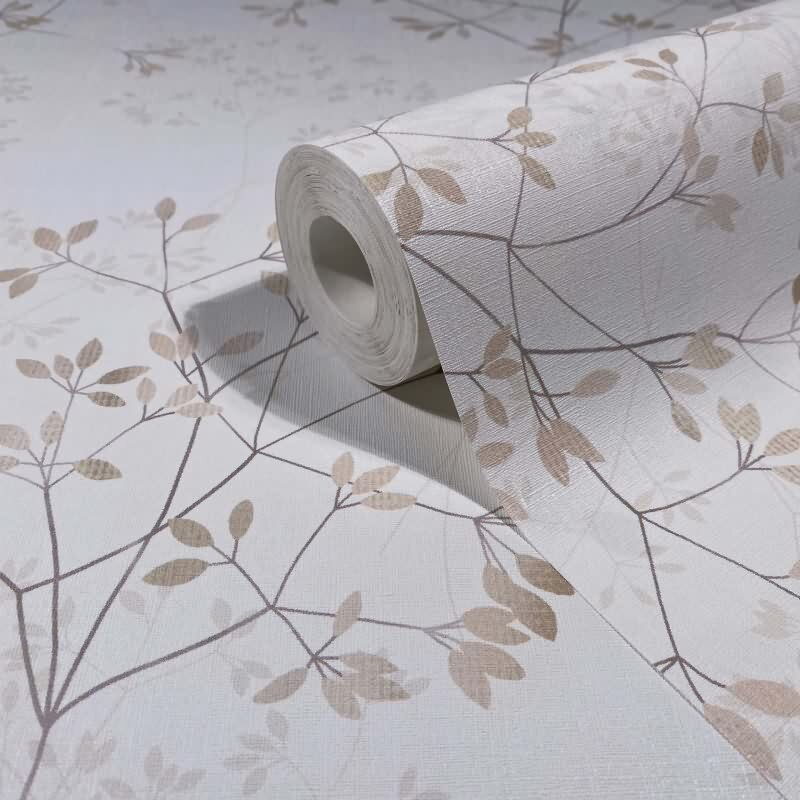 Vliestapete Blätter Floral Natur matt in Weiß für Wohnzimmer, Schlafzimmer, Küche (88933)