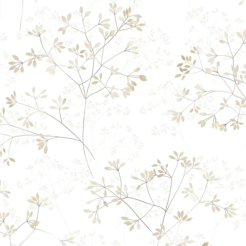 Vliestapete Blätter Floral Natur matt in Weiß für Wohnzimmer, Schlafzimmer, Küche (88933)