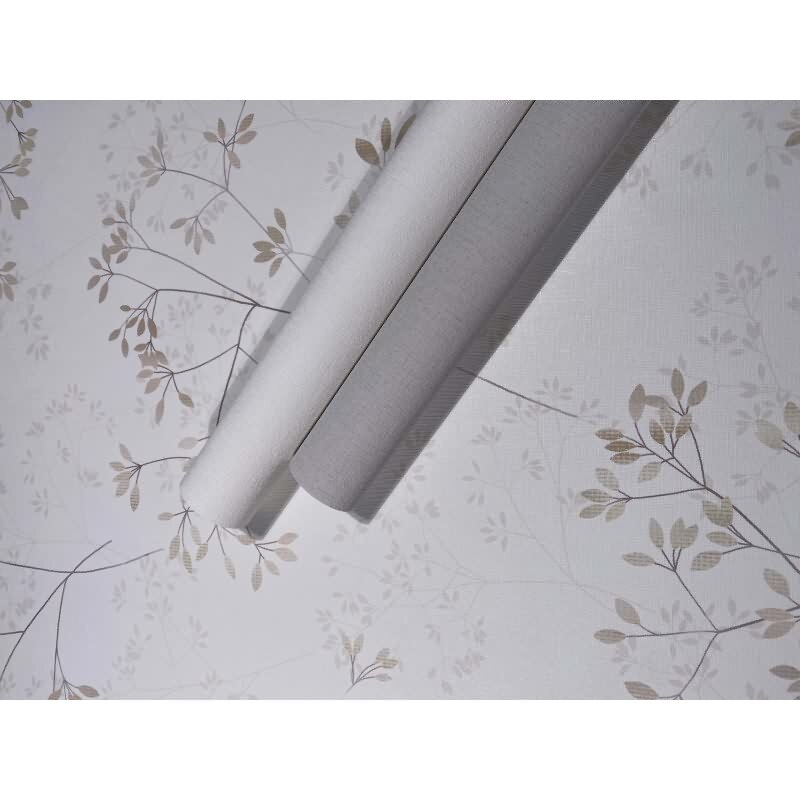 Vliestapete Blätter Floral Natur matt in Weiß für Wohnzimmer, Schlafzimmer, Küche (88933)