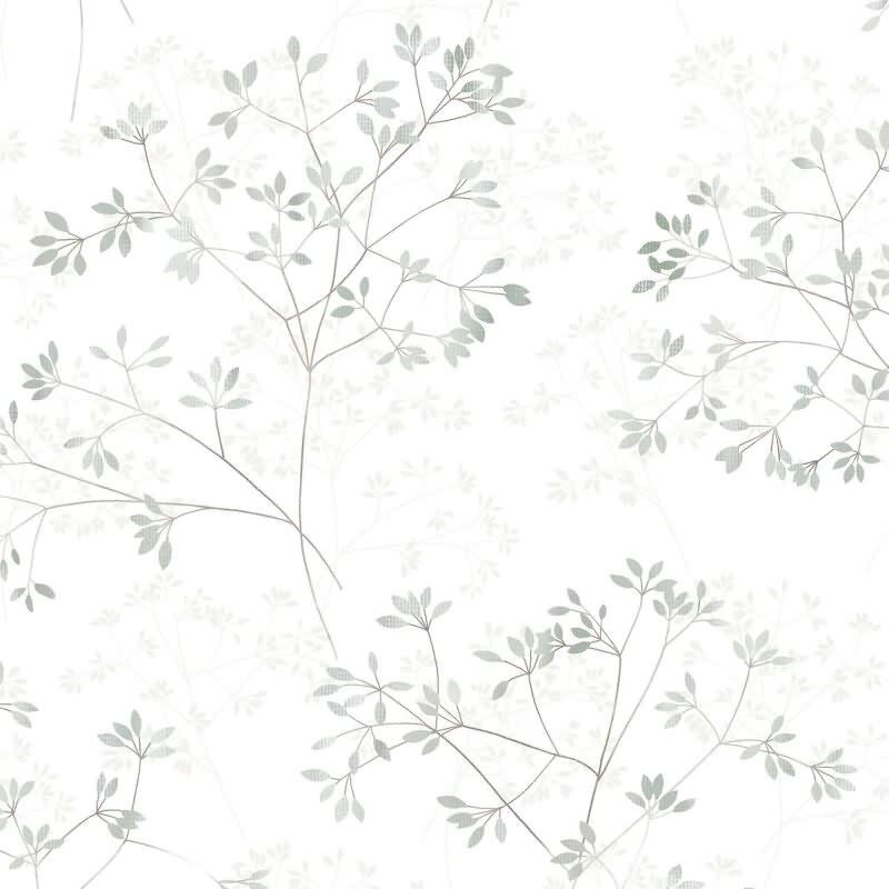 Vliestapete Blätter Floral Natur matt in Weiß für Wohnzimmer, Schlafzimmer, Küche (88934)