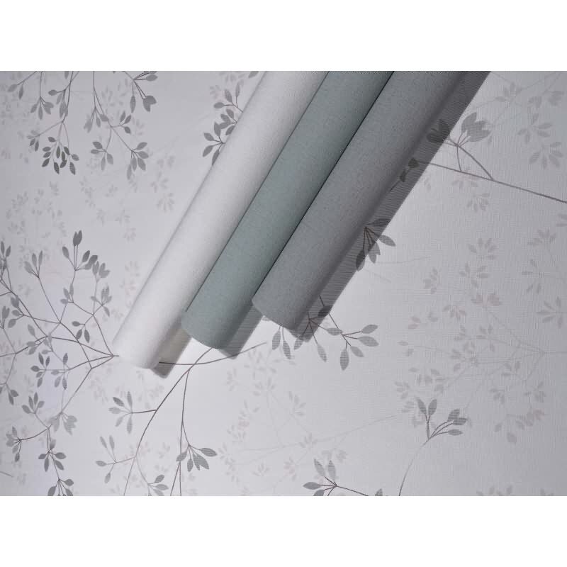 Vliestapete Blätter Floral Natur matt in Weiß für Wohnzimmer, Schlafzimmer, Küche (88934)