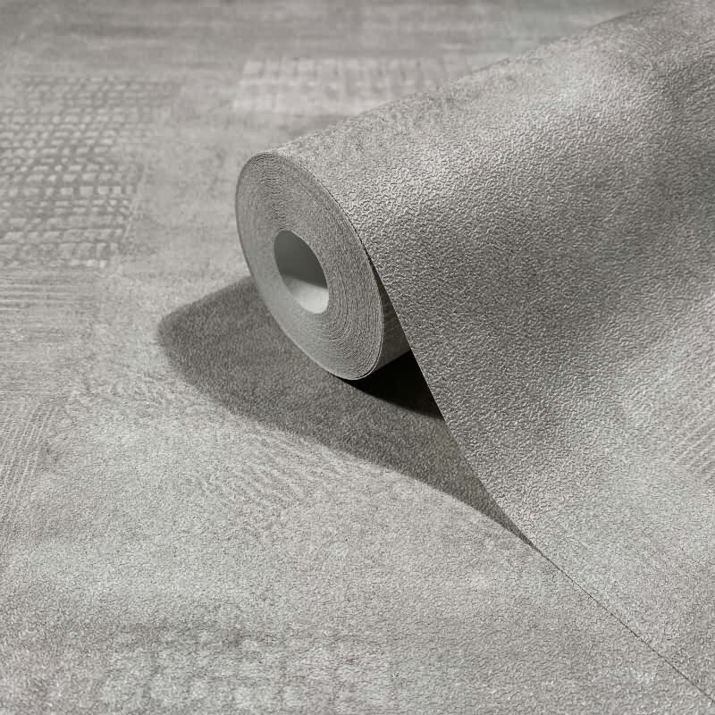 Vliestapete Putzoptik, Betonoptik Uni Geometrisch matt in Grau für Wohnzimmer, Schlafzimmer, Büro (88937)