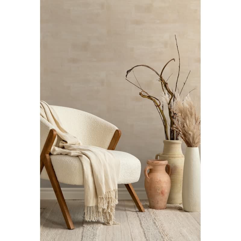 Vliestapete Putzoptik, Betonoptik Uni Geometrisch matt in Beige für Wohnzimmer, Schlafzimmer, Büro (88943)