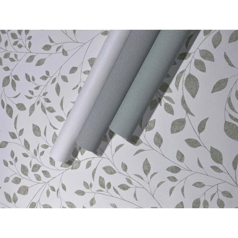 Vliestapete Blätter Floral Natur matt in Weiß für Wohnzimmer, Schlafzimmer, Küche (88947)