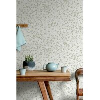 Vliestapete Bl&auml;tter Floral Natur matt in Wei&szlig;...