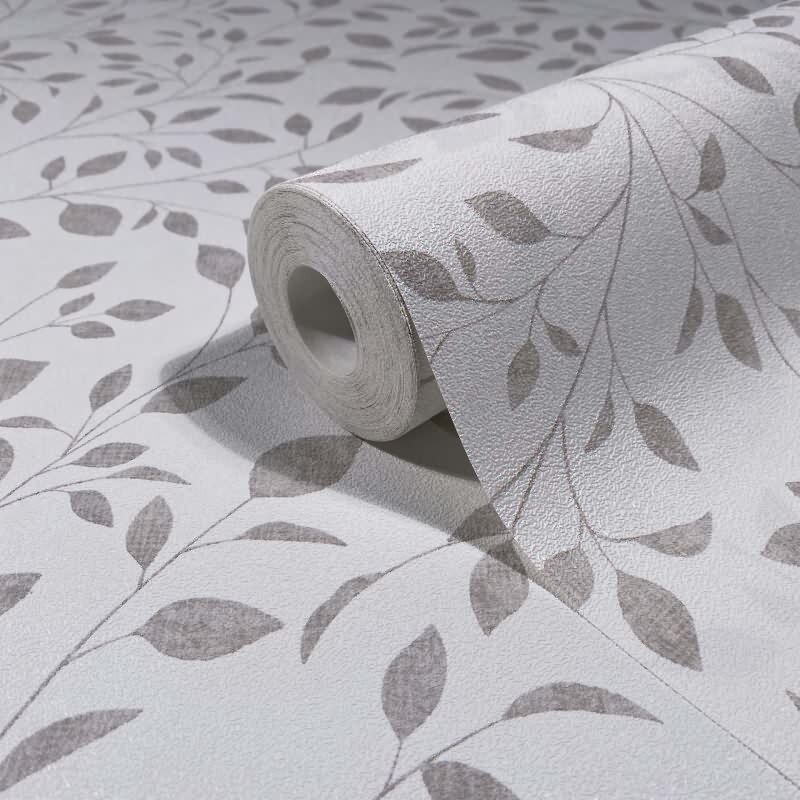 Vliestapete Blätter Floral Natur matt in Weiß für Wohnzimmer, Schlafzimmer, Küche (88948)