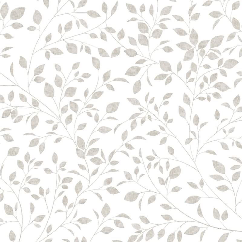 Vliestapete Blätter Floral Natur matt in Weiß für Wohnzimmer, Schlafzimmer, Küche (88948)