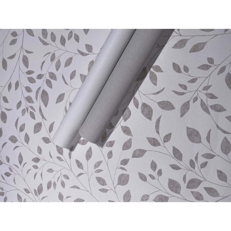 Vliestapete Blätter Floral Natur matt in Weiß für Wohnzimmer, Schlafzimmer, Küche (88948)