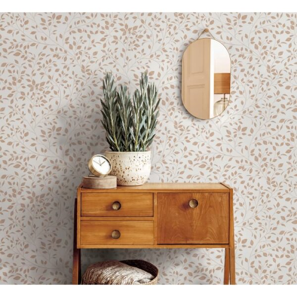 Vliestapete Blätter Floral Natur matt in Weiß für Wohnzimmer, Schlafzimmer, Küche (88949)