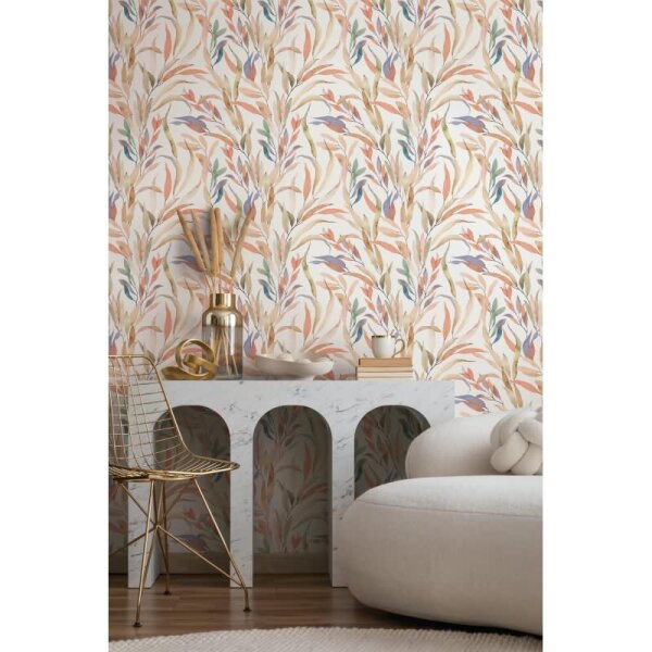 Vliestapete Blätter Floral Natur matt in Weiß für Wohnzimmer, Schlafzimmer, Küche (88962)