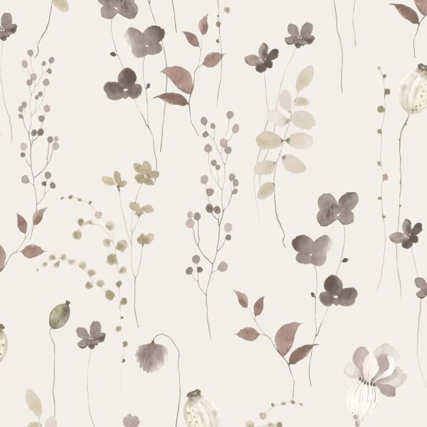 Vliestapete Blätter, Äste Floral Natur matt in Beige für Wohnzimmer, Schlafzimmer, Küche (88964)