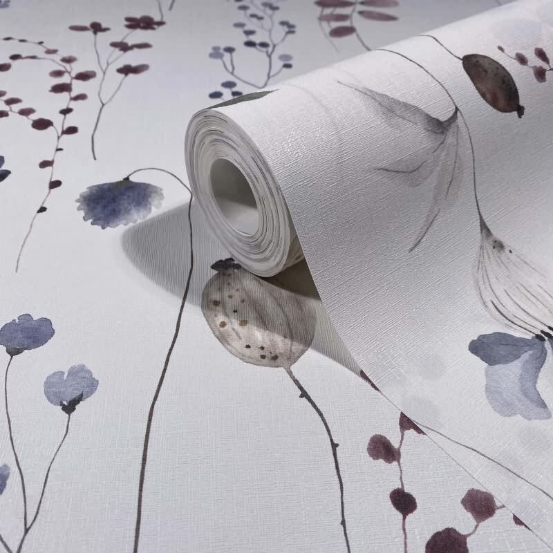 Vliestapete Blätter, Äste Floral Natur matt in Weiß für Wohnzimmer, Schlafzimmer, Küche (88965)