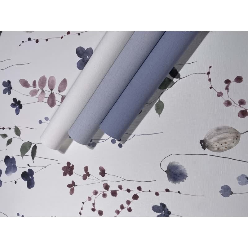 Vliestapete Blätter, Äste Floral Natur matt in Weiß für Wohnzimmer, Schlafzimmer, Küche (88965)