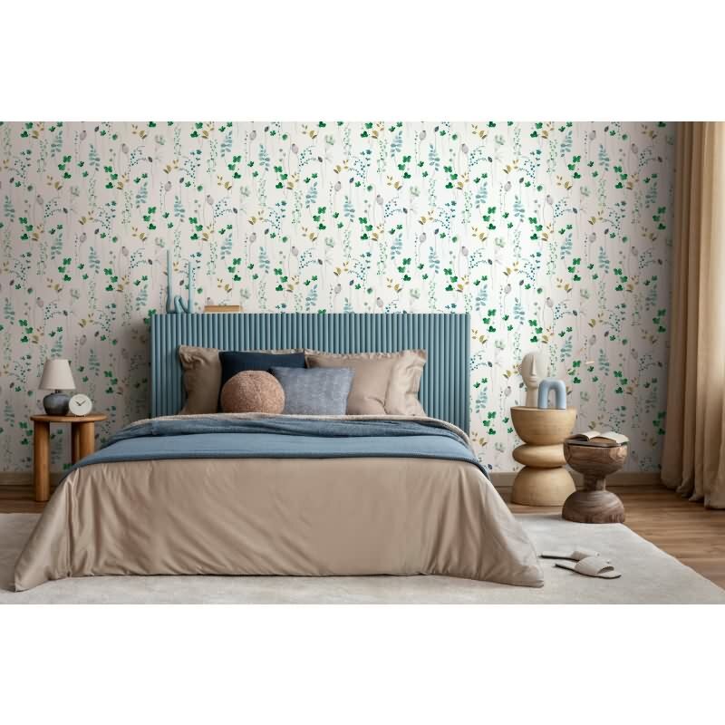 Vliestapete Blätter, Äste Floral Natur matt in Weiß für Wohnzimmer, Schlafzimmer, Küche (88966)