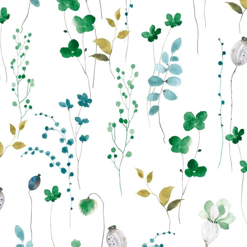 Vliestapete Blätter, Äste Floral Natur matt in Weiß für Wohnzimmer, Schlafzimmer, Küche (88966)