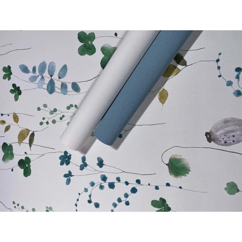 Vliestapete Blätter, Äste Floral Natur matt in Weiß für Wohnzimmer, Schlafzimmer, Küche (88966)