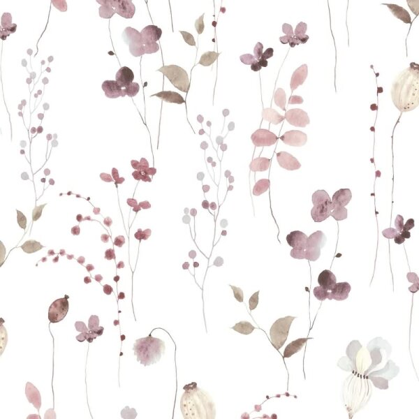 Vliestapete Blätter, Äste Floral Natur matt in Weiß für Wohnzimmer, Schlafzimmer, Küche (88967)