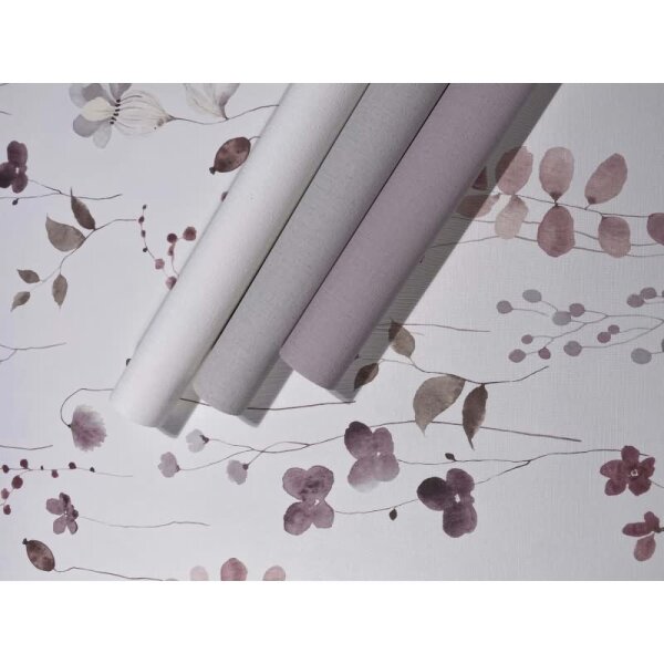 Vliestapete Blätter, Äste Floral Natur matt in Weiß für Wohnzimmer, Schlafzimmer, Küche (88967)