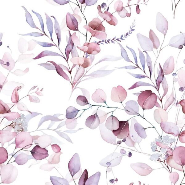 Vliestapete Blätter, Äste Floral Natur matt in Weiß für Wohnzimmer, Schlafzimmer, Küche (88972)