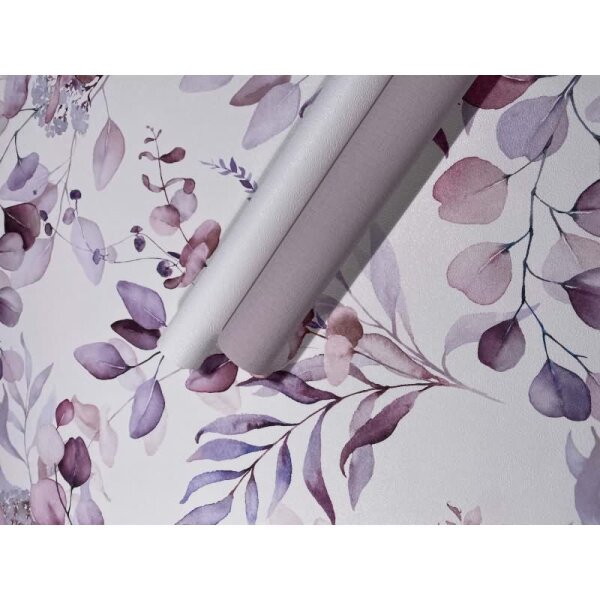 Vliestapete Blätter, Äste Floral Natur matt in Weiß für Wohnzimmer, Schlafzimmer, Küche (88972)