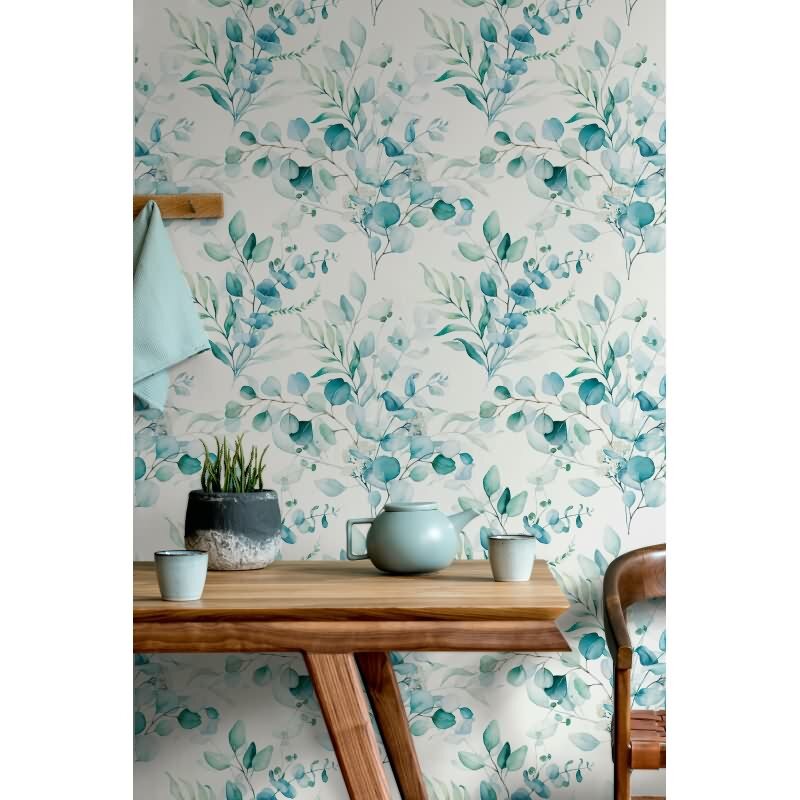 Vliestapete Blätter, Äste Floral Natur matt in Weiß für Wohnzimmer, Schlafzimmer, Küche (88973)